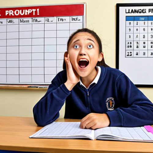 Home 7 **Image Prompt 1: Language Proficiency Testing**
- Create an illustration showing a student sitting at a desk, looking excited and nervous while preparing for the TOPIK exam. Include elements like study materials, a calendar marking the exam date, and a chart displaying language proficiency levels.