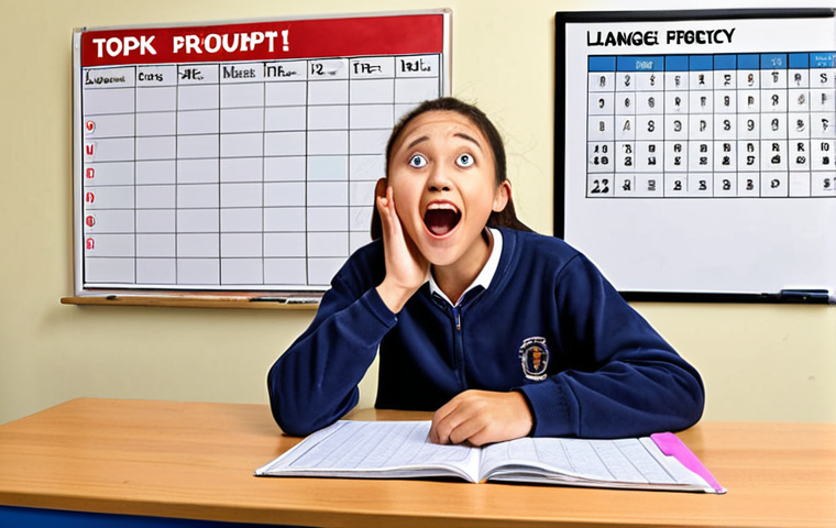 **Image Prompt 1: Language Proficiency Testing**
- Create an illustration showing a student sitting at a desk, looking excited and nervous while preparing for the TOPIK exam. Include elements like study materials, a calendar marking the exam date, and a chart displaying language proficiency levels.